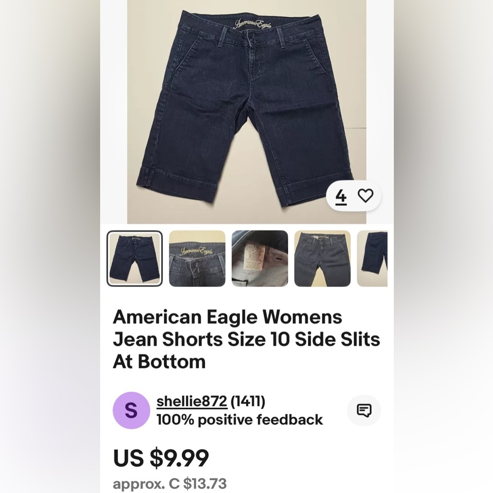 American Eagle Outfitters Women's Dark Blue Denim Bermuda Shorts - Picture 13 of 16